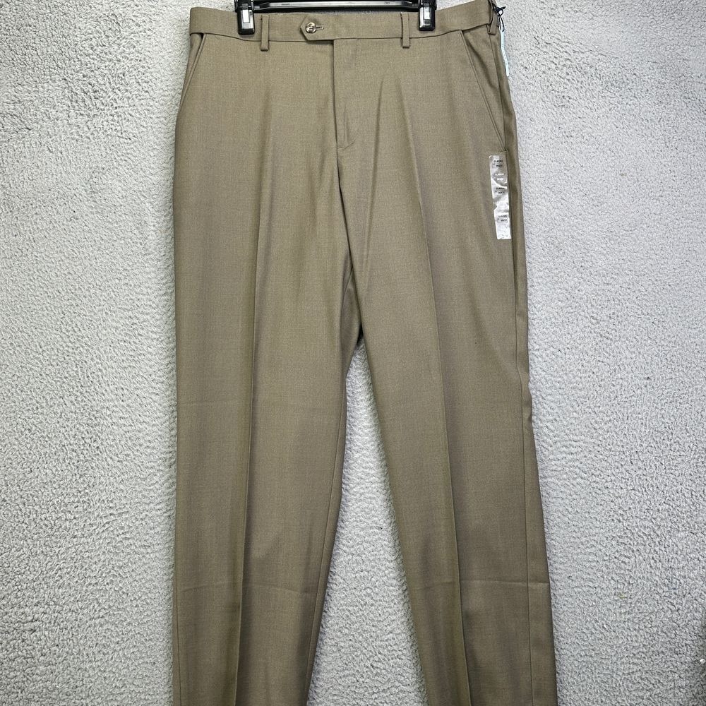 Croft Barrow Dress Pants Men 36X32 Brown True Comfort Classic Fit Flat Front NEW
